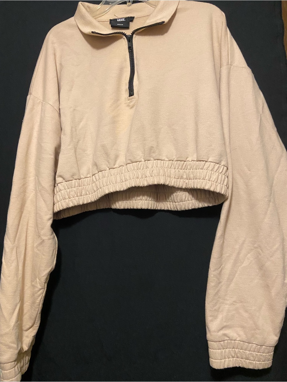 Vans Women's Cream Cropped Quarter-Zip Pullover